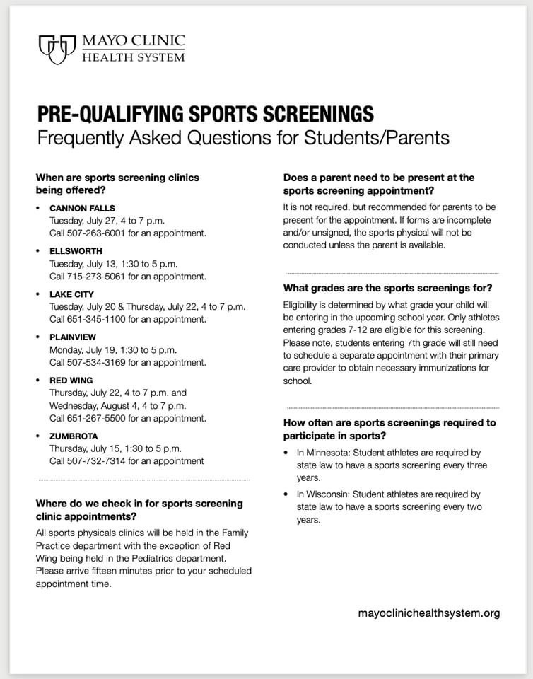 Pre-Qualifying Sports Screenings