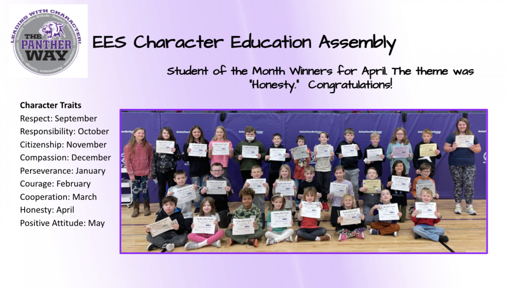 *Check out the April Student of the Month" Winners~ The theme was "HONESTY"