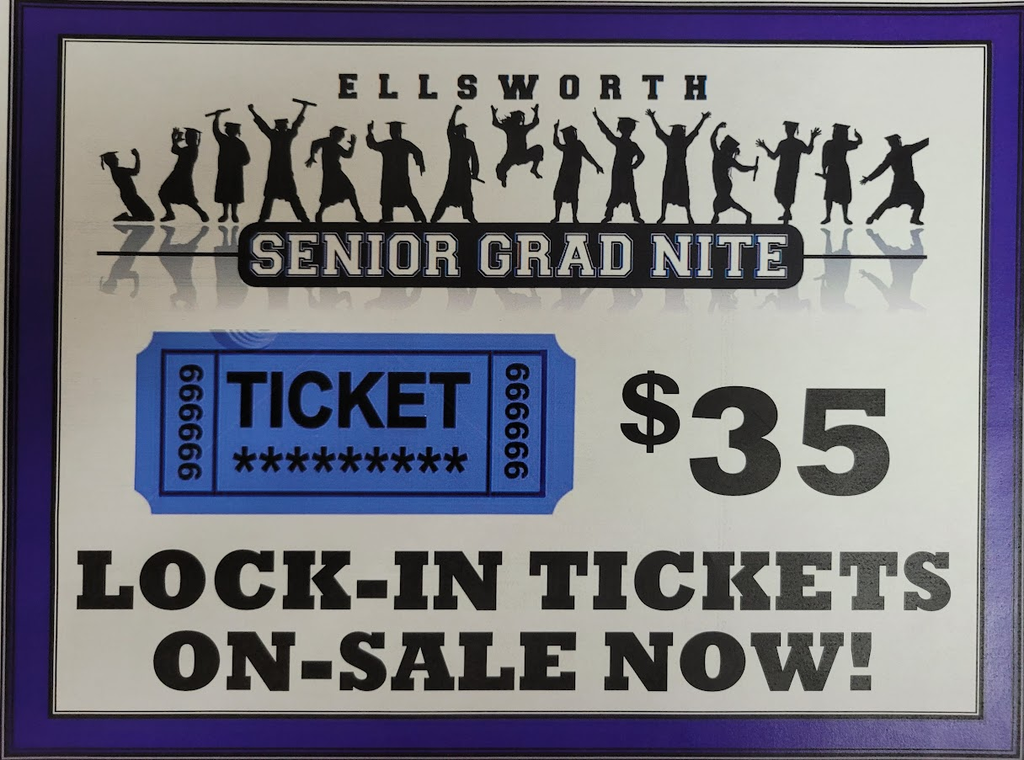 Senior Grad Night Lock-In Tickets are for sale in the High School Office. The cost is $35.00 per student, but they will get WAY more than $35.00 worth of food, prizes and entertainment. Please encourage your Senior to attend!