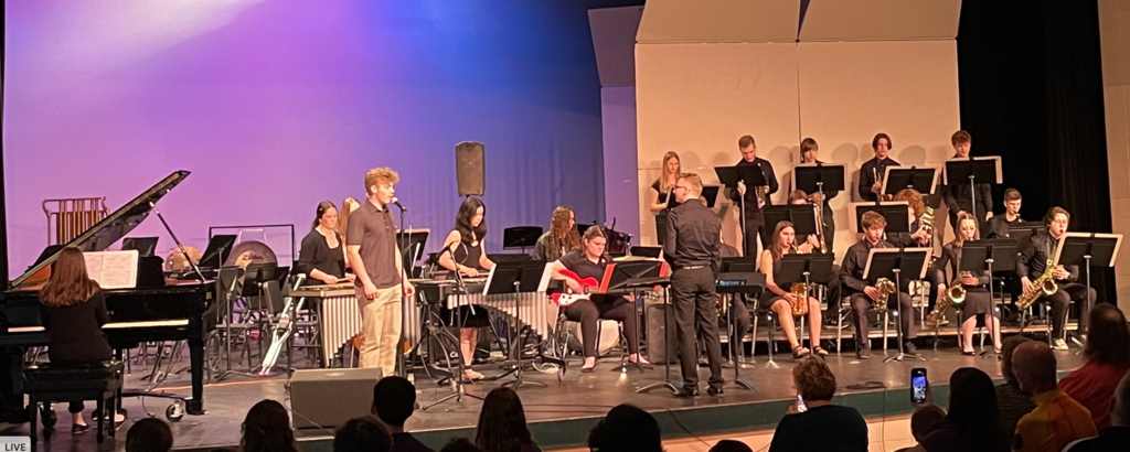 Jazz Band performing at the final band concert of 2021-2022 