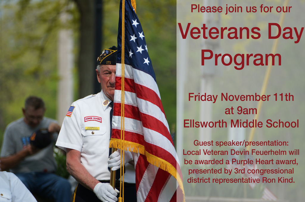 Veterans Day Program November 11th 9am at Ellsworth Middle School