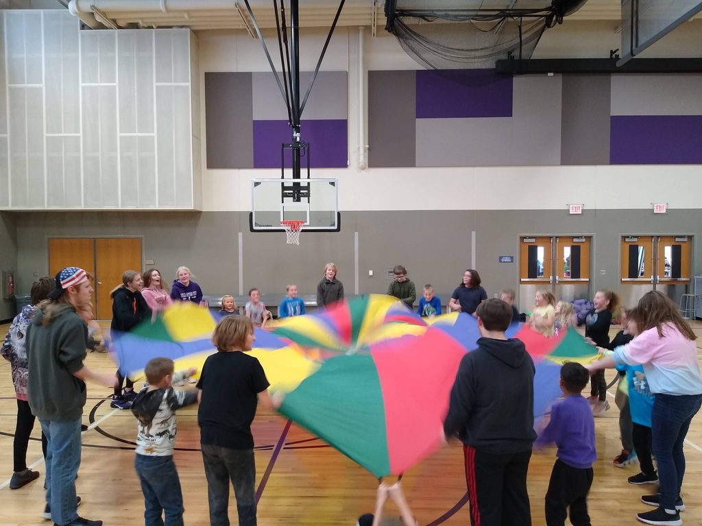 Our 8th grade class visited 2nd graders to play with them at gym class.