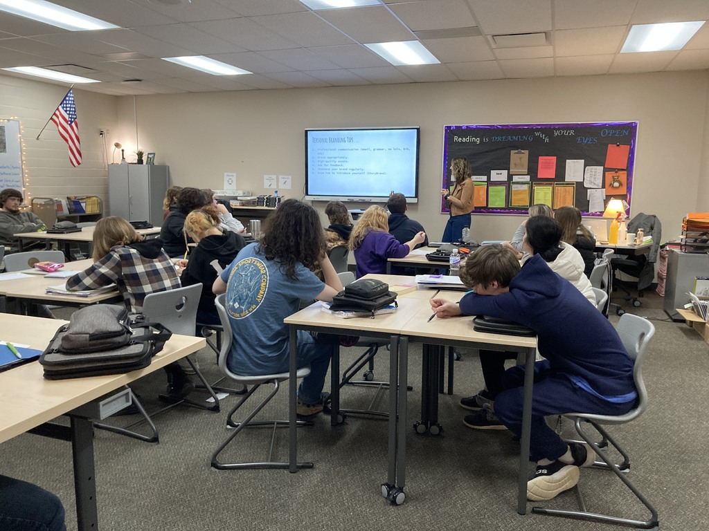 Mrs. Campuzano & Mrs. Relyea had Ellsworth Village President come in and talk to their Career Communication class about personal branding.