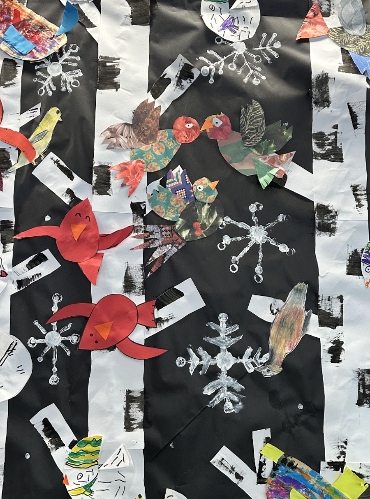 new winter mural completed with K-5 students
