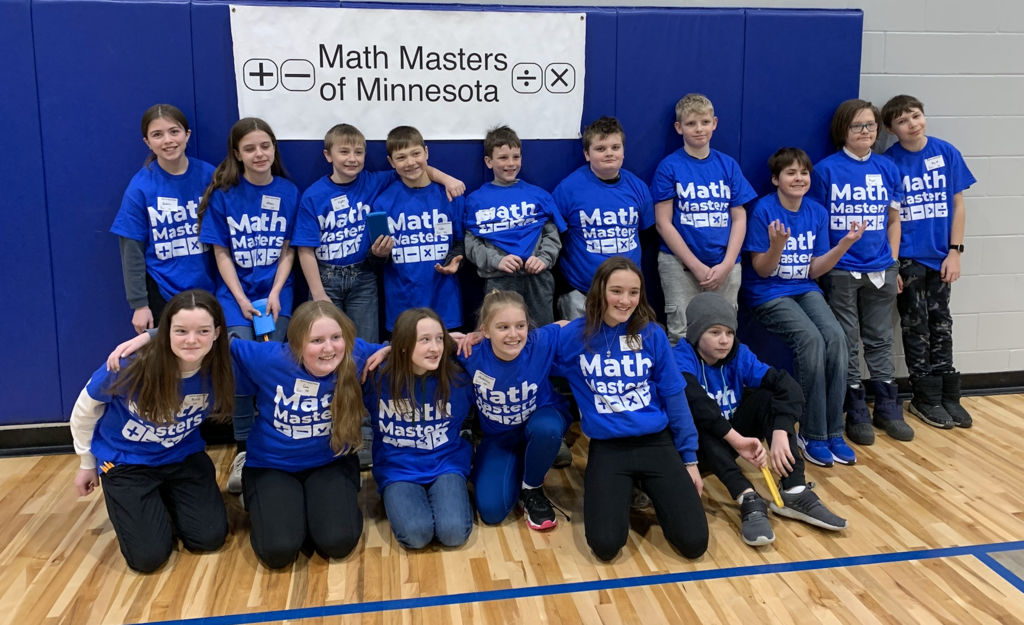 Today 16 sixth graders spent the morning at the St. Croix Central Middle School competing in a math masters competition. This competition challenges students to use critical thinking and problem solving skills in mathematics.  The day consisted of taking 8 tests, fact fluency, 4 individual rounds, and 3 team rounds.  Overall the 6th graders did great with Ben Helseth taking home a 15th place ribbon in the fact fluency portion.  During the Individual tests earning ribbons were, August Benoy 10th, Melanie Seeger 9th, Mackenzie Hince , and Ben Helseth medaling in 4th.  In the team round our teams placed 8th, 5th, and 2nd overall out of 15 teams.  Our second place team of Mackenzie Hince, Joey Knothe, August Benoy, Konrad Theis, and Luke Lundstrom earned Medals and a plaque for the school.  Congratulations to all of the teams!