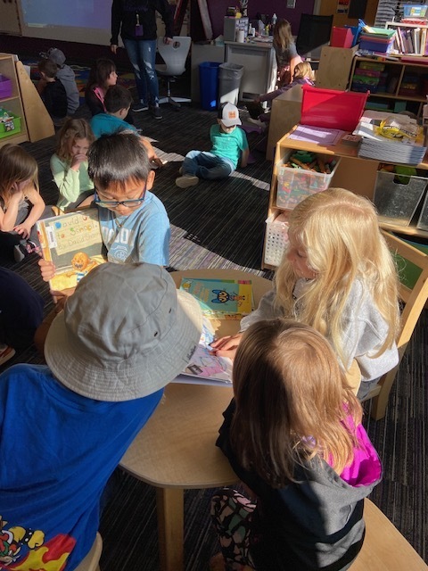Mrs. Petersonโs third grade class visited Mrs. Therriaultโs kindergarten class to Buddy Read Friday, Sept. 8th.